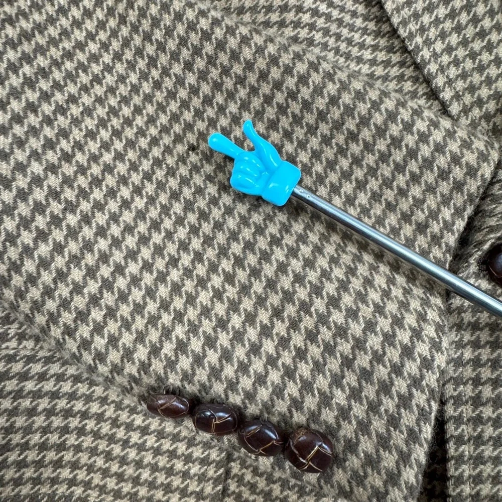 Aquascutum London Vintage Pure Virgin Wool Houndstooth Blazer Brown Mens 44